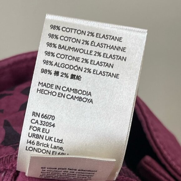 Anthropologie wine color criscross button chino high rise pants new NWT 27 - Picture 8 of 12